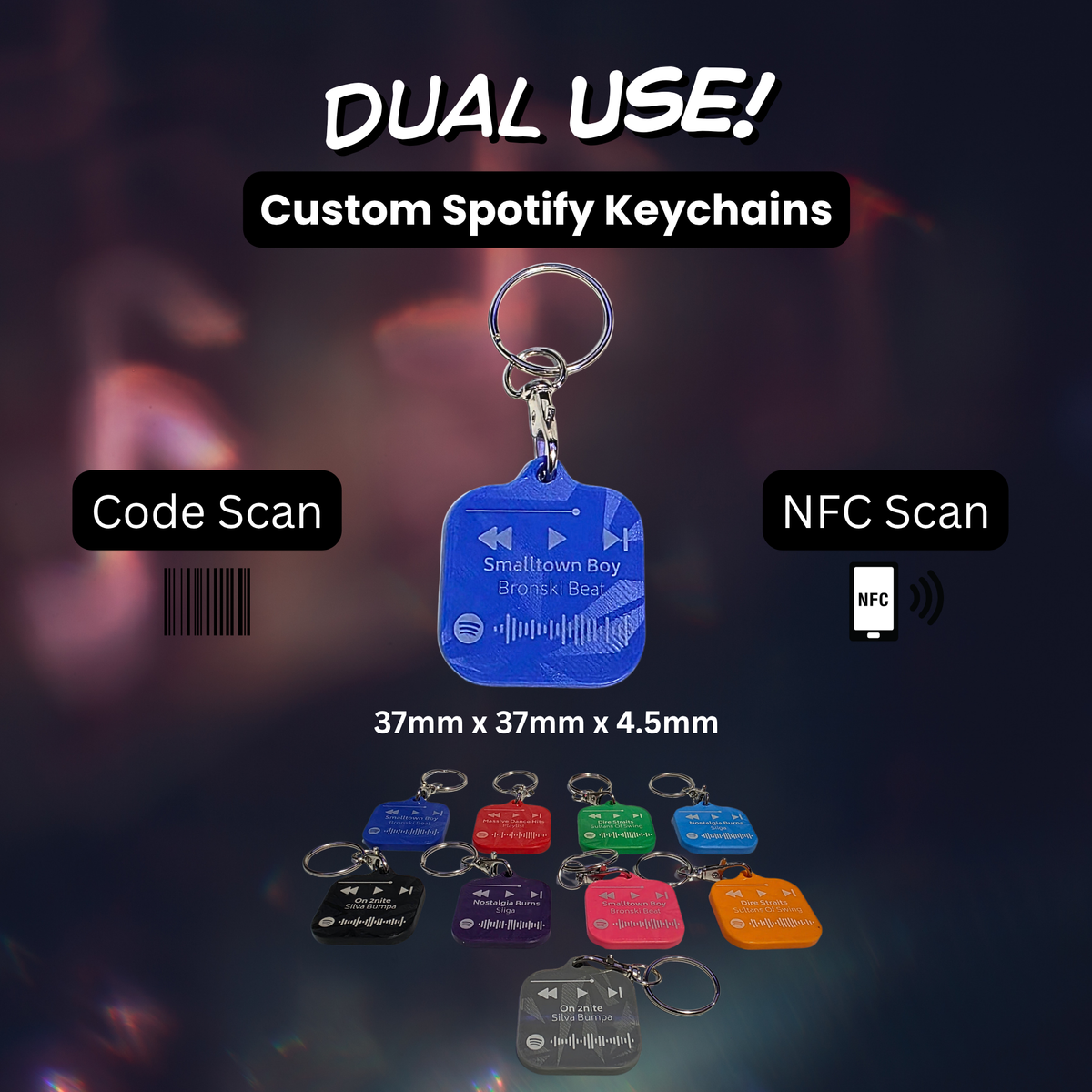 Personalised Spotify Code Keychain | NFC Scan | Laser Engraved Custom Song Plaque | Couples Gift | Music Lover Gift
