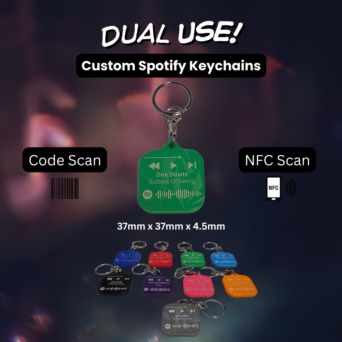 Personalised Spotify Code Keychain | NFC Scan | Laser Engraved Custom Song Plaque | Couples Gift | Music Lover Gift