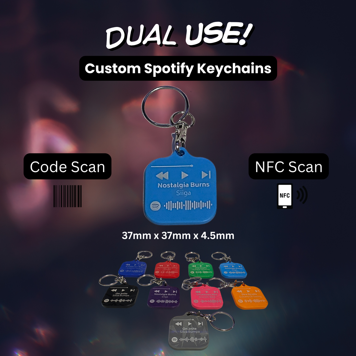 Personalised Spotify Code Keychain | NFC Scan | Laser Engraved Custom Song Plaque | Couples Gift | Music Lover Gift