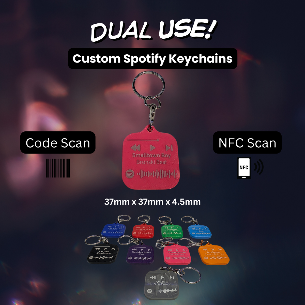 Personalised Spotify Code Keychain | NFC Scan | Laser Engraved Custom Song Plaque | Couples Gift | Music Lover Gift