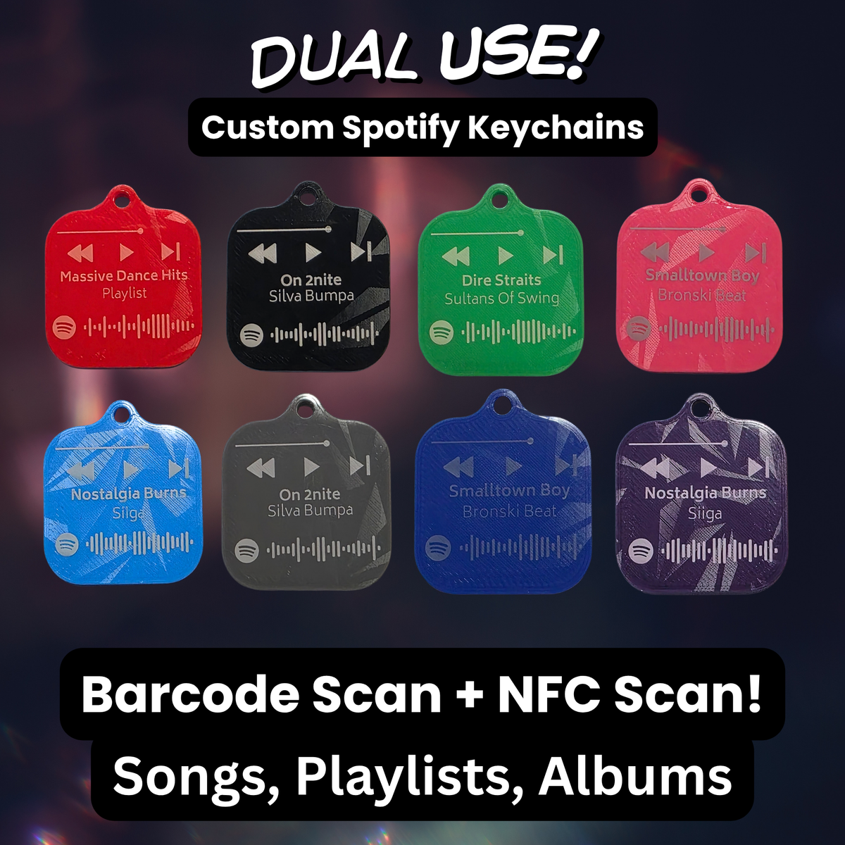 Personalised Spotify Code Keychain | NFC Scan | Laser Engraved Custom Song Plaque | Couples Gift | Music Lover Gift