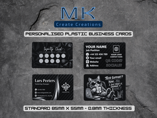 Custom 3D Printed PLA Laser Engraved Business Cards | Personalised Plastic Business Cards | Standard Size 85x55mm | Unique Networking Cards