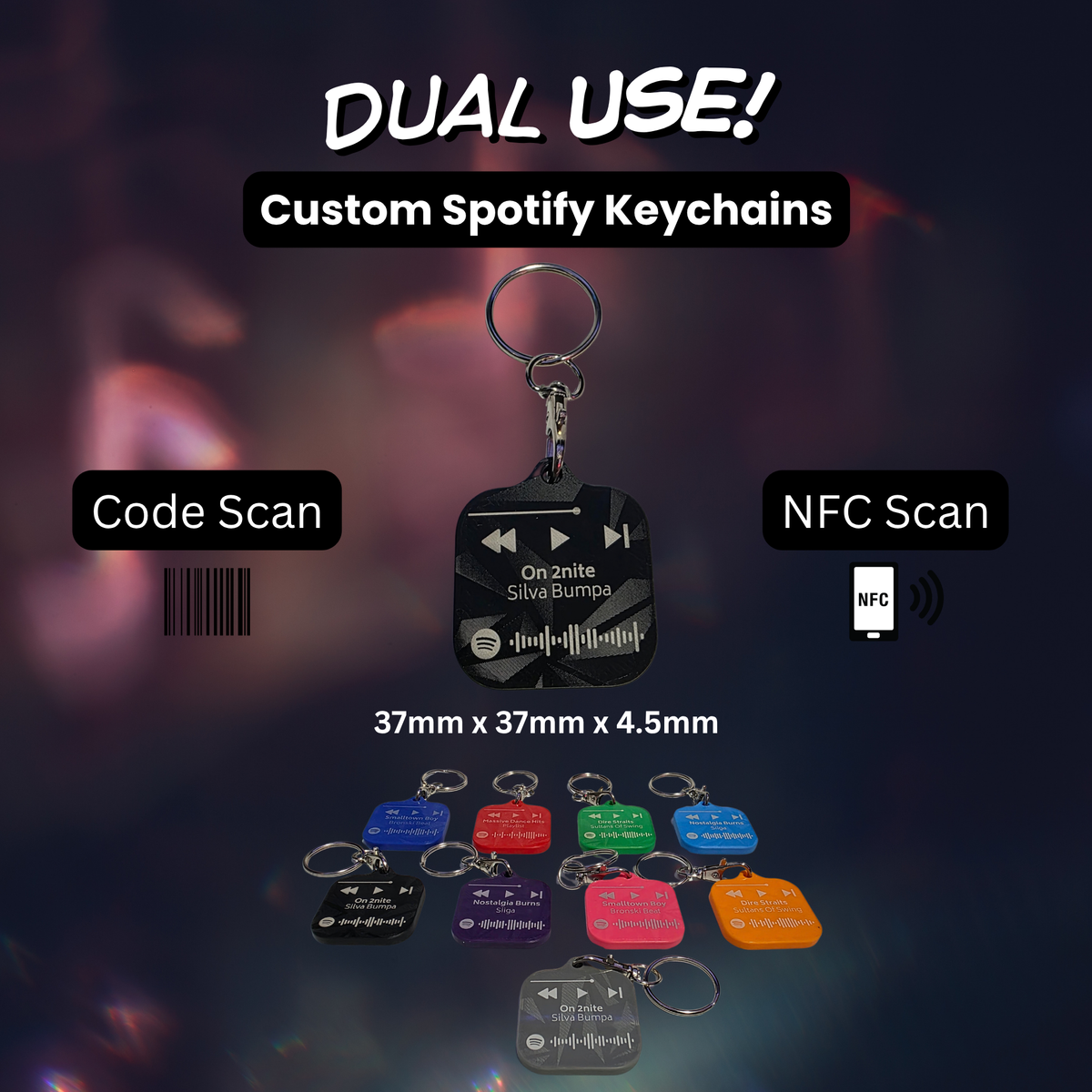 Personalised Spotify Code Keychain | NFC Scan | Laser Engraved Custom Song Plaque | Couples Gift | Music Lover Gift