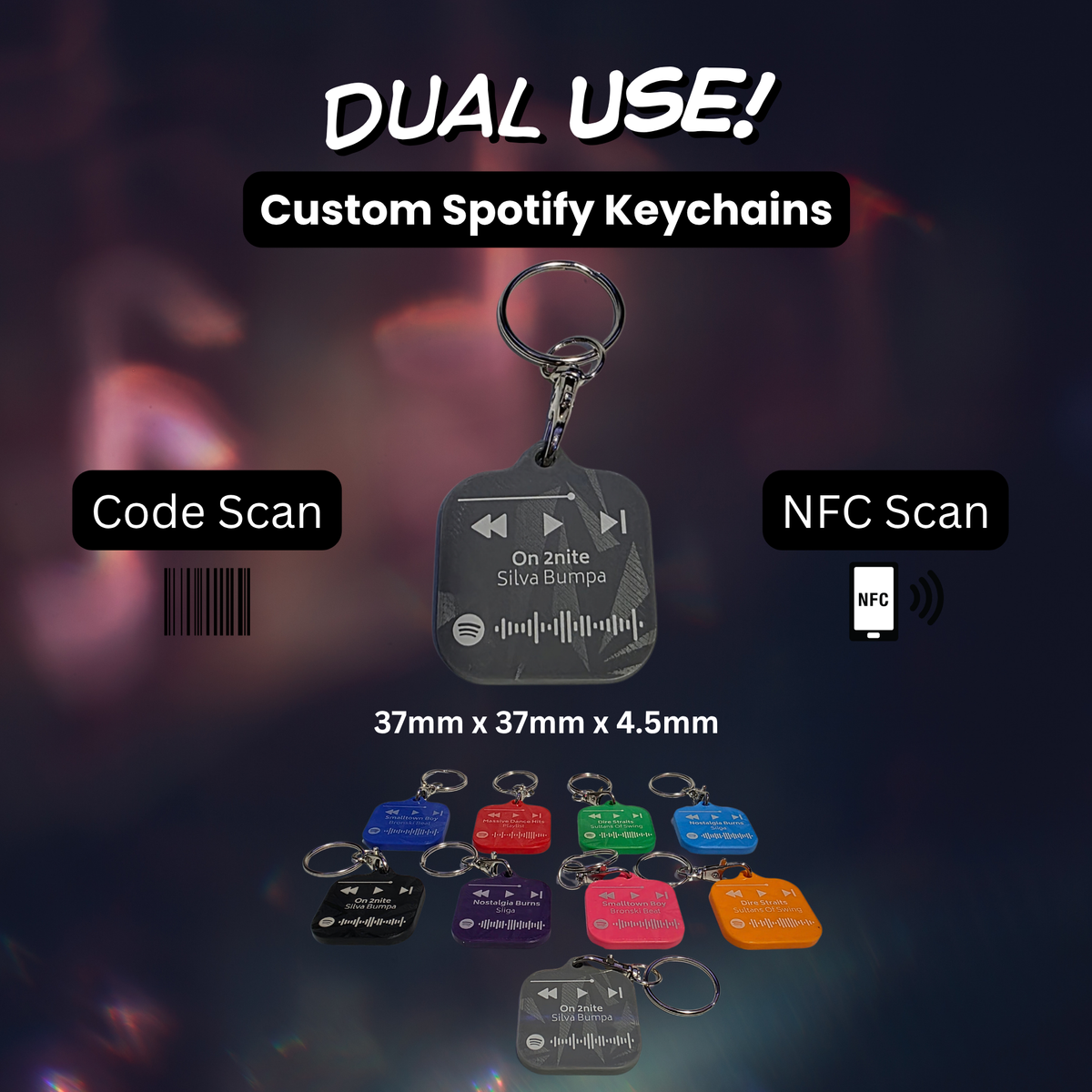 Personalised Spotify Code Keychain | NFC Scan | Laser Engraved Custom Song Plaque | Couples Gift | Music Lover Gift
