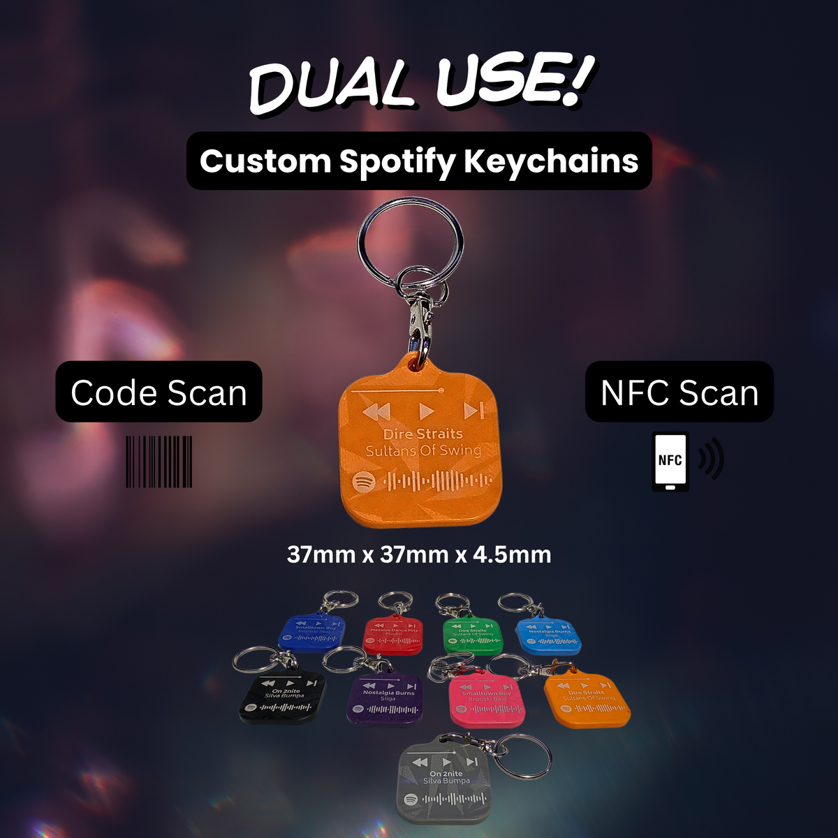 Personalised Spotify Code Keychain | NFC Scan | Laser Engraved Custom Song Plaque | Couples Gift | Music Lover Gift