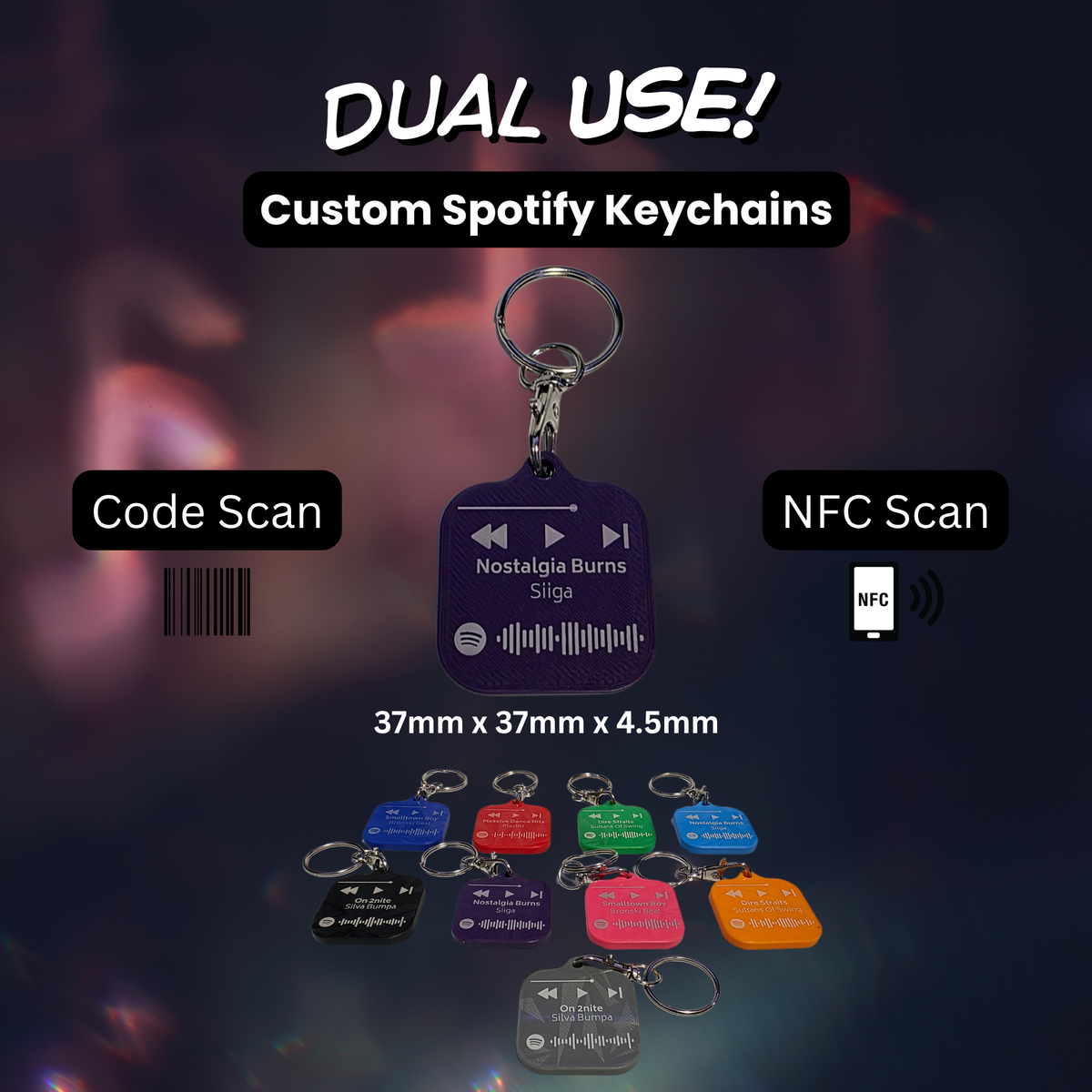 Personalised Spotify Code Keychain | NFC Scan | Laser Engraved Custom Song Plaque | Couples Gift | Music Lover Gift