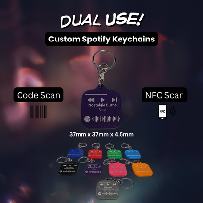 Personalised Spotify Code Keychain | NFC Scan | Laser Engraved Custom Song Plaque | Couples Gift | Music Lover Gift