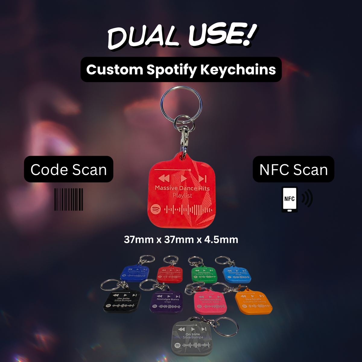 Personalised Spotify Code Keychain | NFC Scan | Laser Engraved Custom Song Plaque | Couples Gift | Music Lover Gift